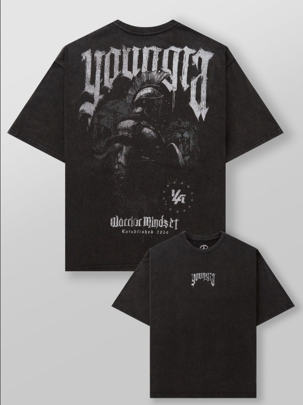 YoungLA Black Graphic Spartan Tee 4135 - YLA x Axel - Spartan Tees